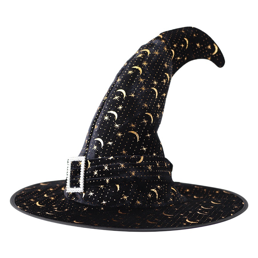 Sombrero de bruja Halloween niños adultos Bola de vestir de terciopelo dorado sombrero de esquina sombrero de bruja duende sombrero de bruja