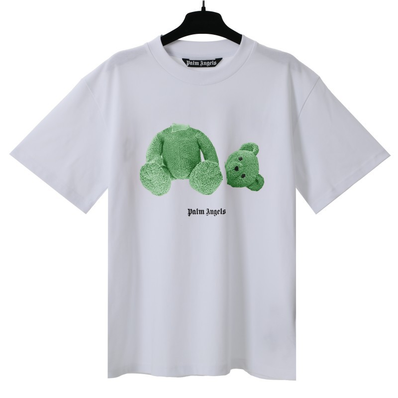 Versión correcta pa marca de moda oso roto manga corta palmera High Street ins oso de peluche tiburón hombres y mujeres pareja camiseta