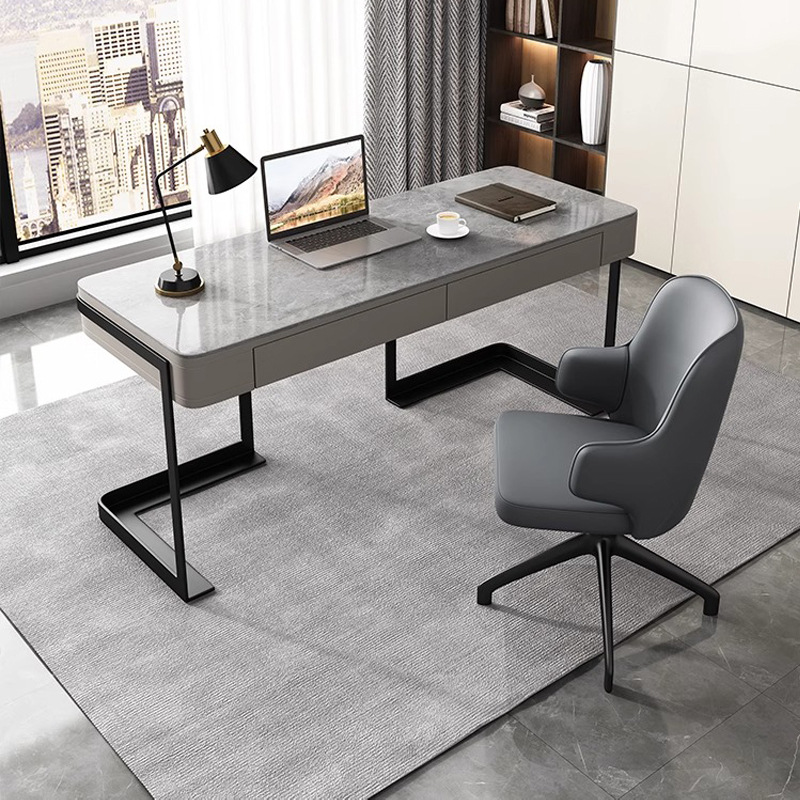 Italian Style Minimalist Light Rock Board Desk Modern Light Luxury Study Home Small Apartment Desktop Computer Writing Desk