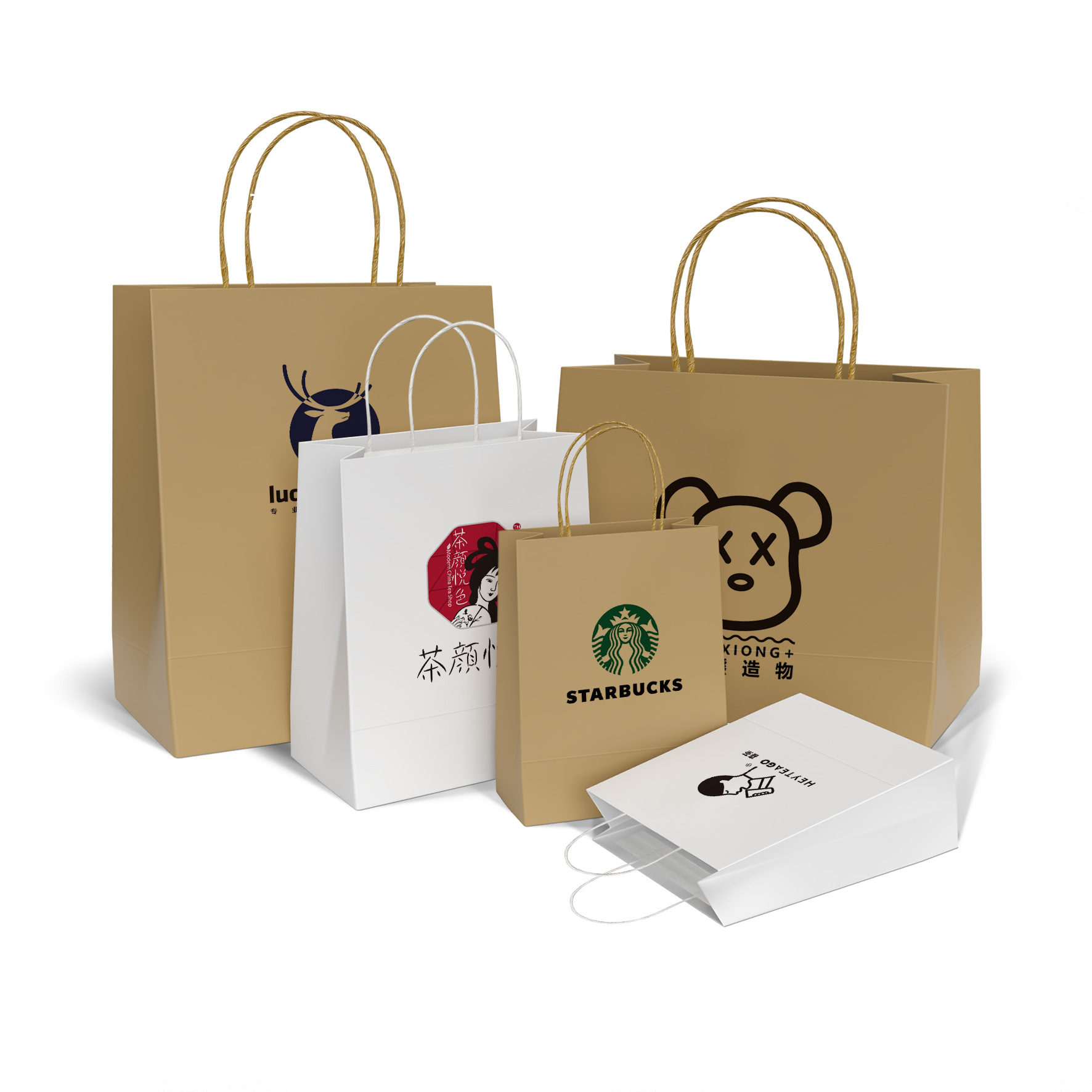 ENHE en stock bolsa de papel de embalaje al por mayor desechable para llevar bolso de papel Kraft creativo bolsa de papel para llevar