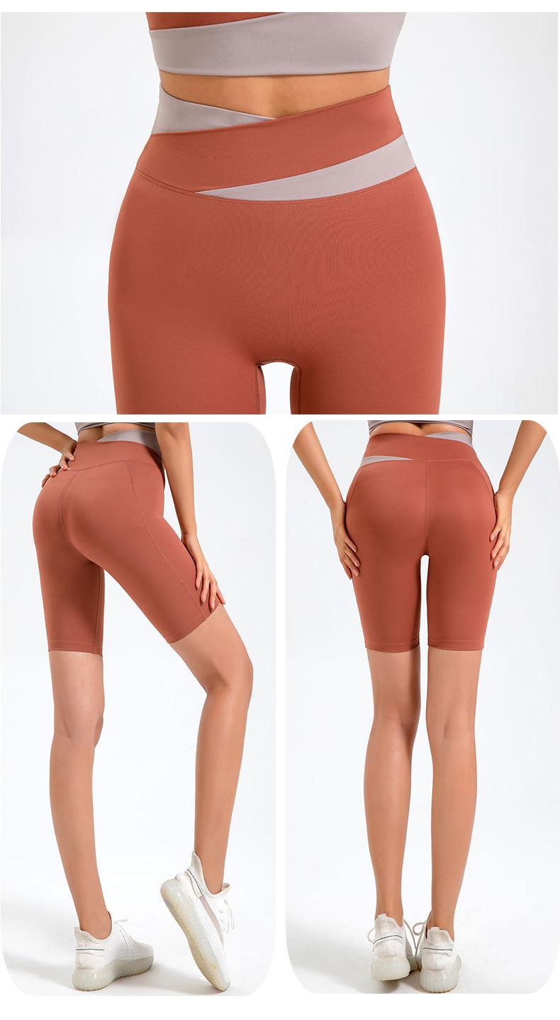 Fashion Women's High Waist Skinny Quick-drying Running Pants Contrast Color Yoga Shorts display picture 3