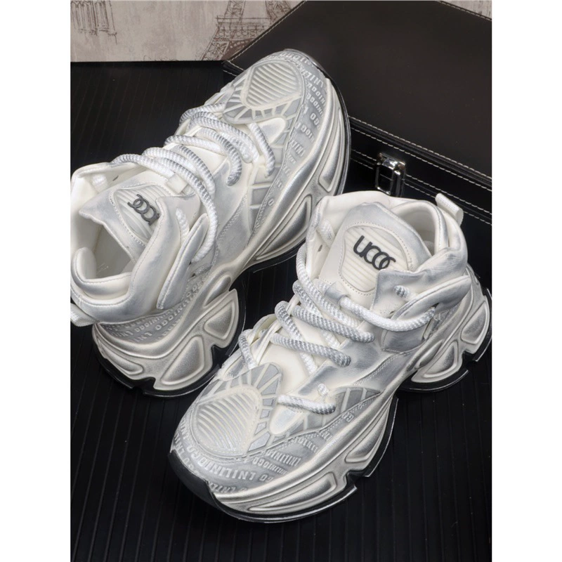 2025 новая мужская европейская станция тренд папы обувь молодежь старая ниша модная повседневная грязная обувь маленькая белая обувь