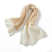 山羊绒衫2025秋冬新款女装保暖加厚针织围巾拼色披肩镂空交叉围脖