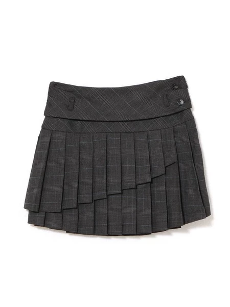 Gray double layer pleated skirt