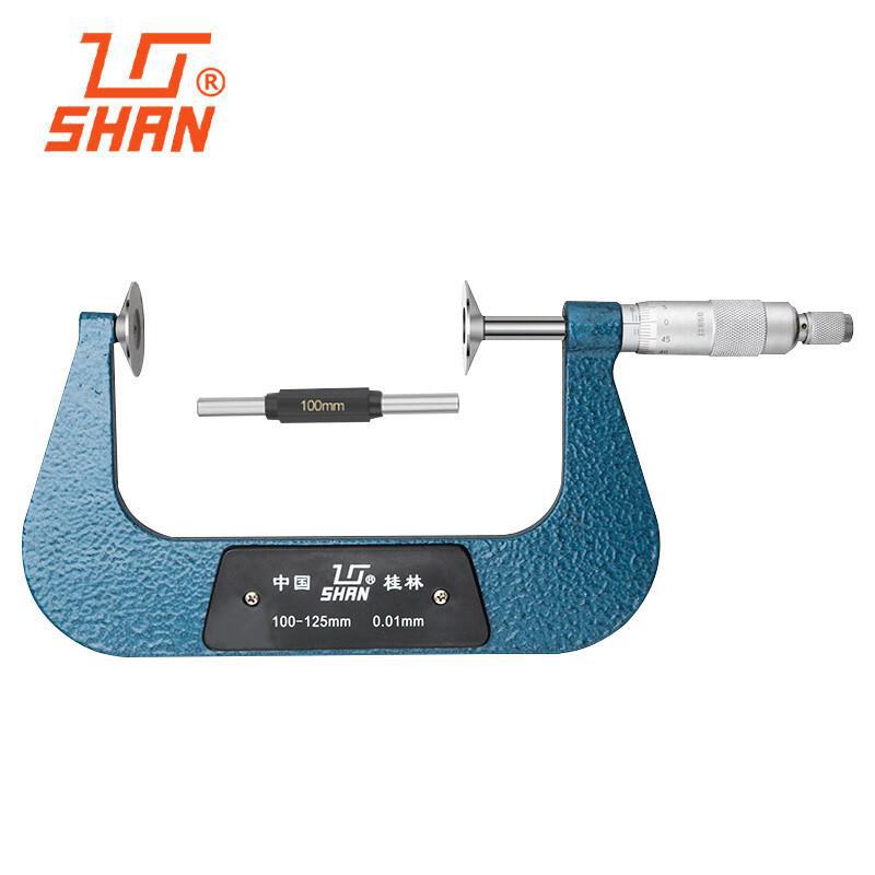 新款桂林公法线千分尺0-25-50-75-100纸张测量盘头螺旋测微仪八极