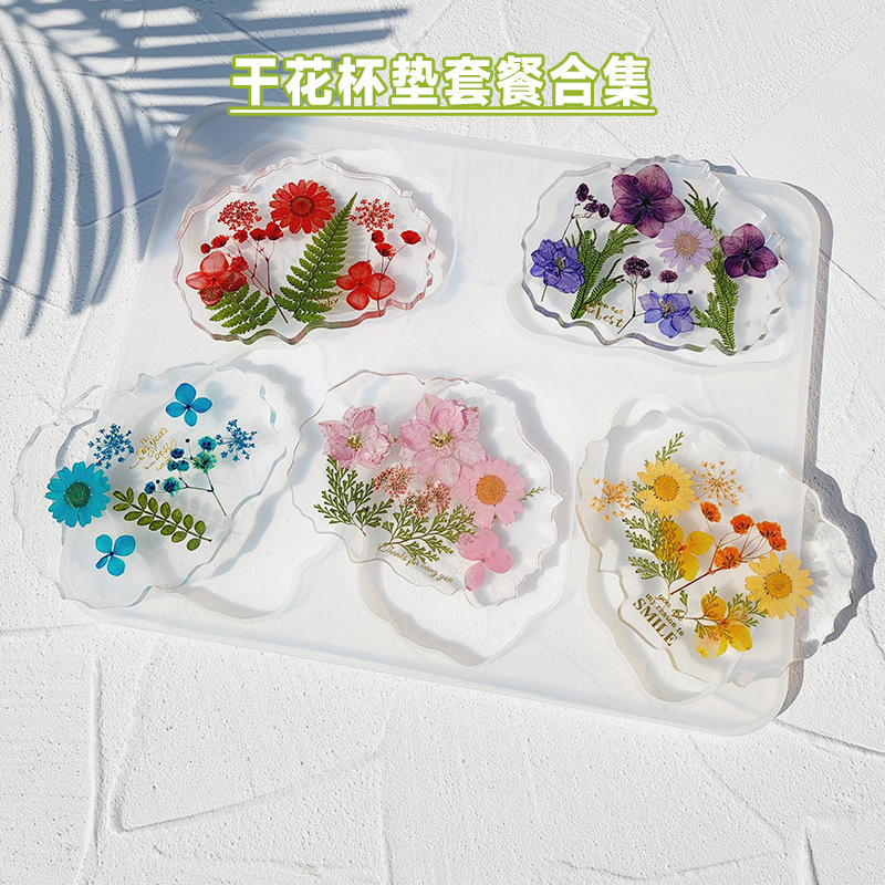 Hot Selling Dried Flower Coaster Gum Dropping suit DIY Material Bag Gift Box Homemade Dried Flower Embossed Gum Dropping Teacher's Day Gift