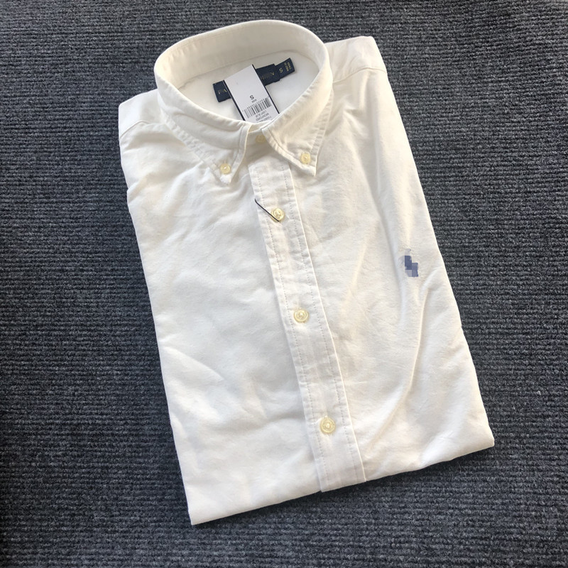 New Classic Shirt for Men, Business Casual, Pure Cotton Oxford Fabric, Solid Color, Small Logo Embroidery, Long-Sleeve Shirt