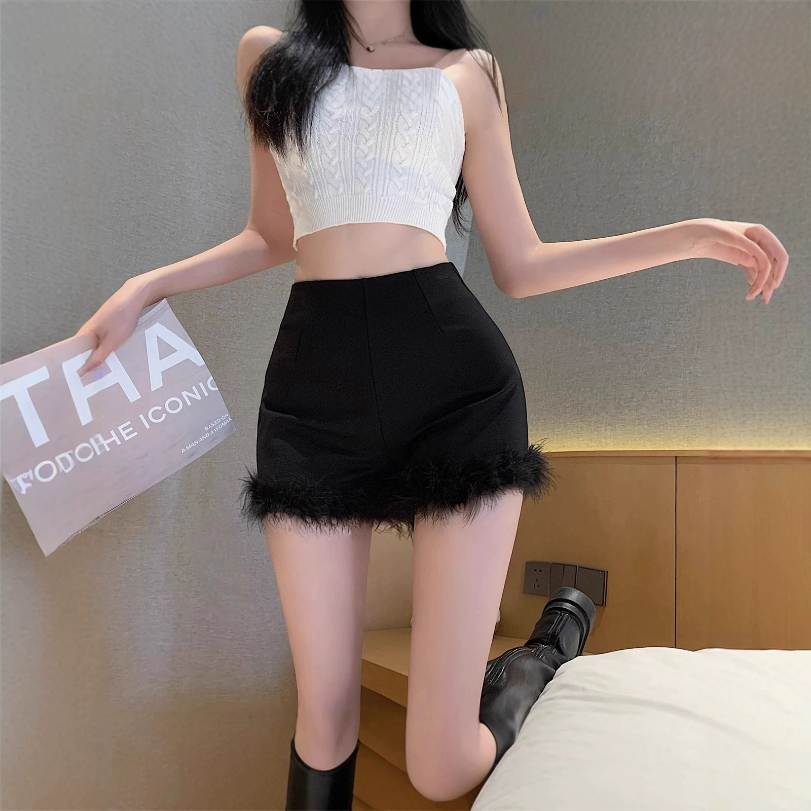 黑色性感高腰设计感辣妹短裤女年秋季2026新款高级感小个子热裤