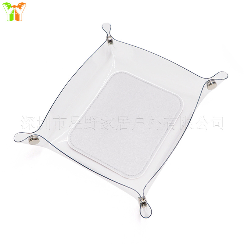 재고 컬러 매칭 PVC 가죽 트레이 현관 키 도파민 저장 상자 사무실 데스크탑 잡화 저장 상자