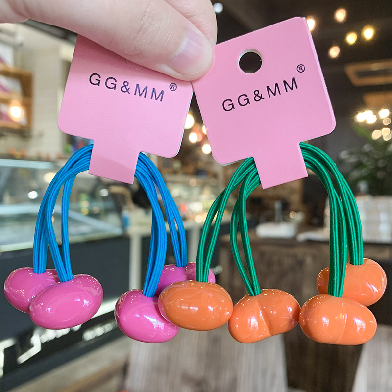20g Weight Hair Tie Hair Accessories Type 2 Pieces Per Card Quantity Holiday, Daily Occasion Acrylic Material Color Block, Heart Shape Pattern Kid'S Gender Cute, Sweet Style Cute Sweet Kid'S Color Block Heart Shape Arylic Hair Tie 15