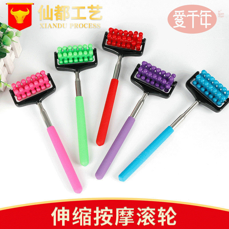 Masajeador de rodillos telescópicos de todo el cuerpo de acero inoxidable rodillo de masaje telescópico de cuatro secciones masajeador de empuje de espalda masaje telescópico