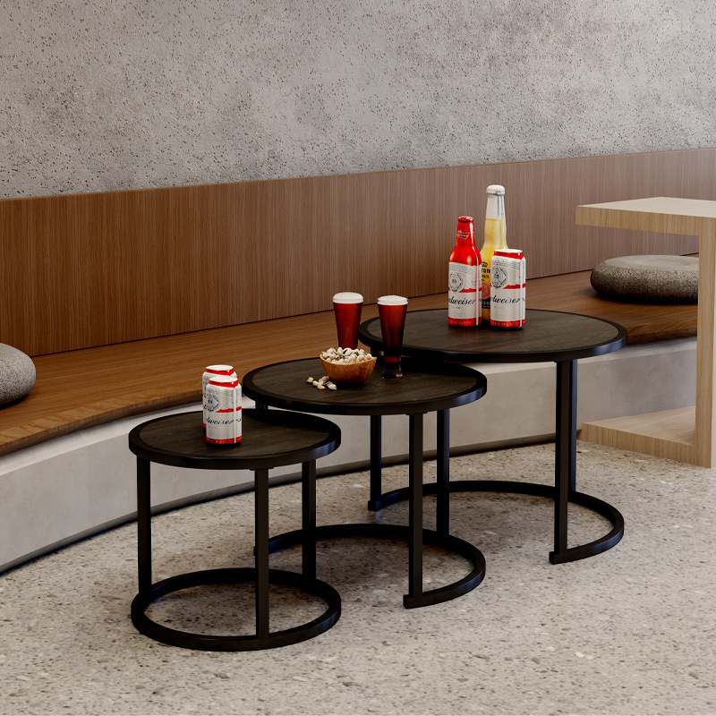 Mesa de té europea de venta en caliente simple, mesa de té de lujo ligera, dormitorio de metal, mesa redonda, mesa de mesa