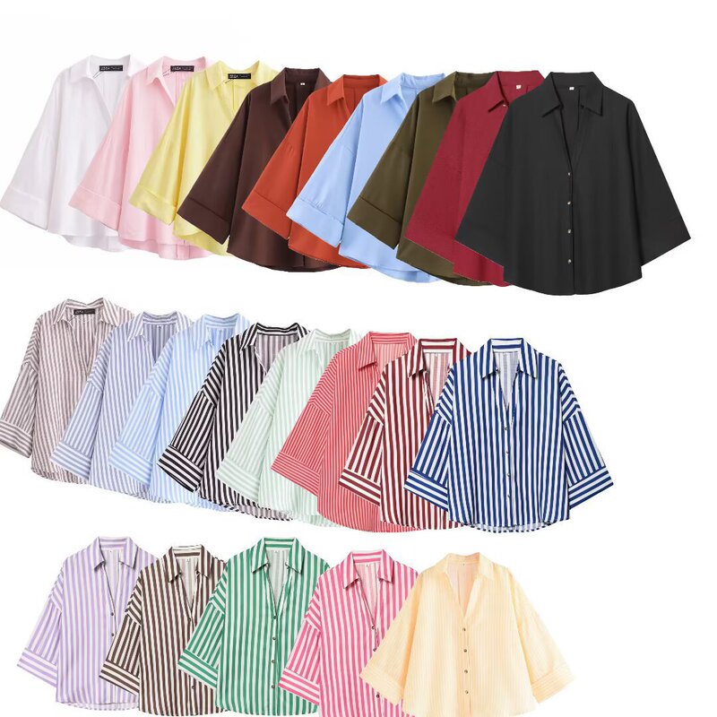 Kaopu Za Foreign Trade Cross-Border Women's Clothing Wholesale Fashionable and Versatile Linen Blend Wide-Sleeve Comfortable Shirt Kaopu Za Foreign Trade Cross-Border Women's Clothing Wholesale Fashionable and Versatile Linen Blend Wide-Sleeve Comfortable Shirt