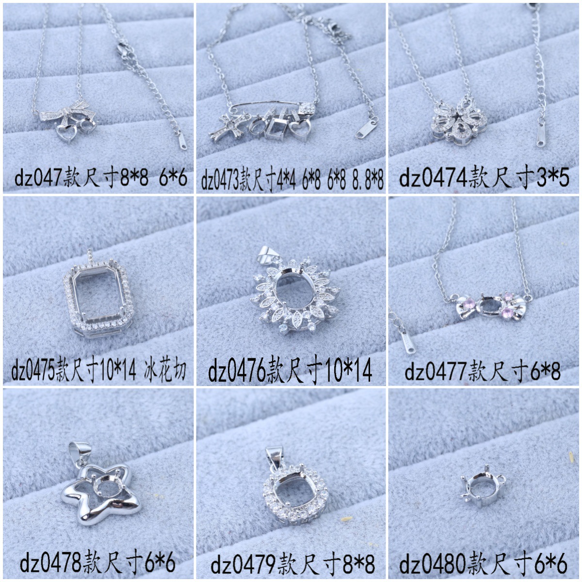 Huazi Diamond Simple Pendant Setting DIY Ring Empty Setting Unset Silver Setting Manufacturer Wholesale Zircon Diamond Necklace
