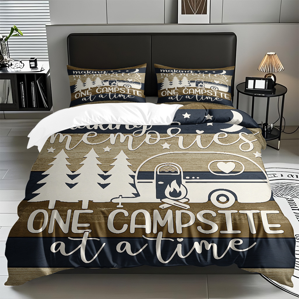 Ventas transfronterizas textiles caseros de ocio viento camping impresión digital abrasión quilt kit fuente de fábrica TEMU / JIT