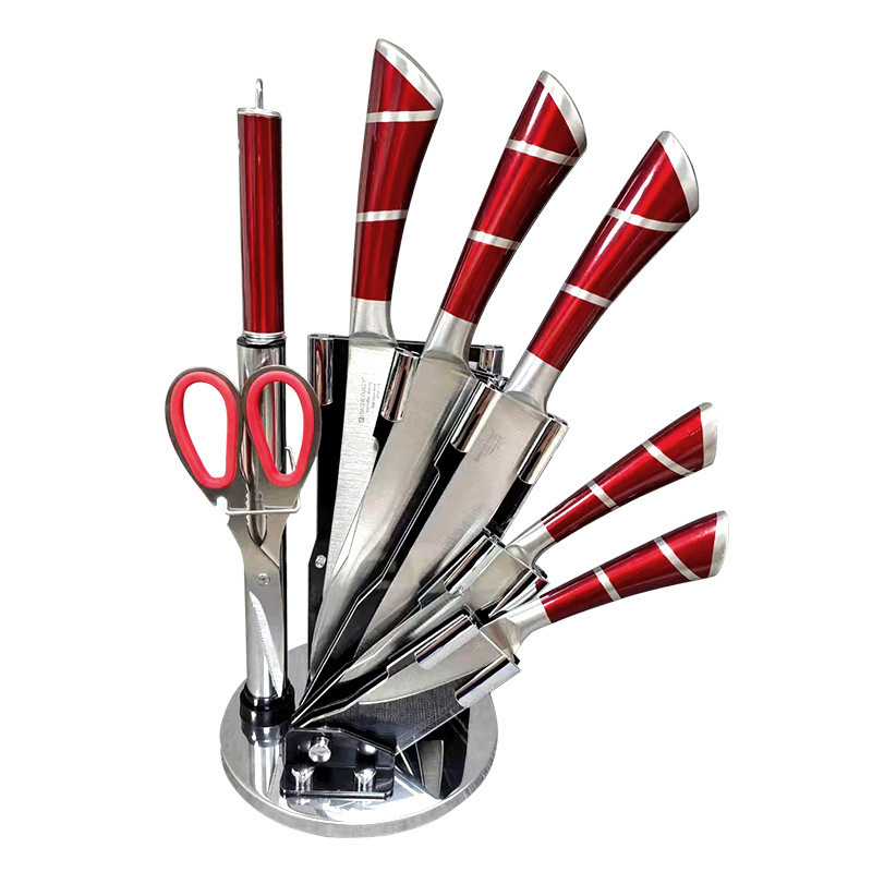 Punto de comercio exterior Venta caliente Acero inoxidable Mango hueco Juego de cuchillos Juego de regalos Juego de cuchillos de ocho piezas Cuchillo de cocina