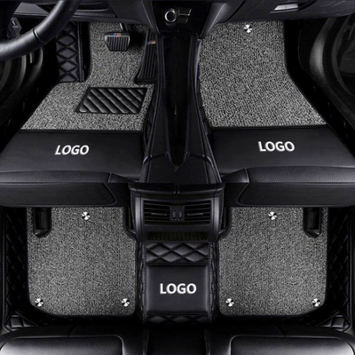 Suitable for Audi A3, Audi A4L, Audi A6L, Audi Q5L, A8L, Q3 full-coverage car floor mats (Modelə uyğun ayaqaltı) - audi-a4-2004-2008-double-layer-pure-black-gray-silk-loop