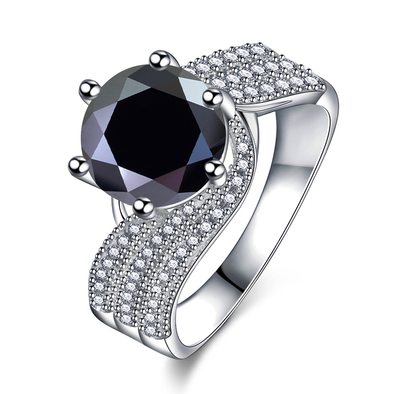 Anillo de diamante de diamante de plata esterlina 925 5 quilates, anillo de regalo de cumpleaños para la novia.