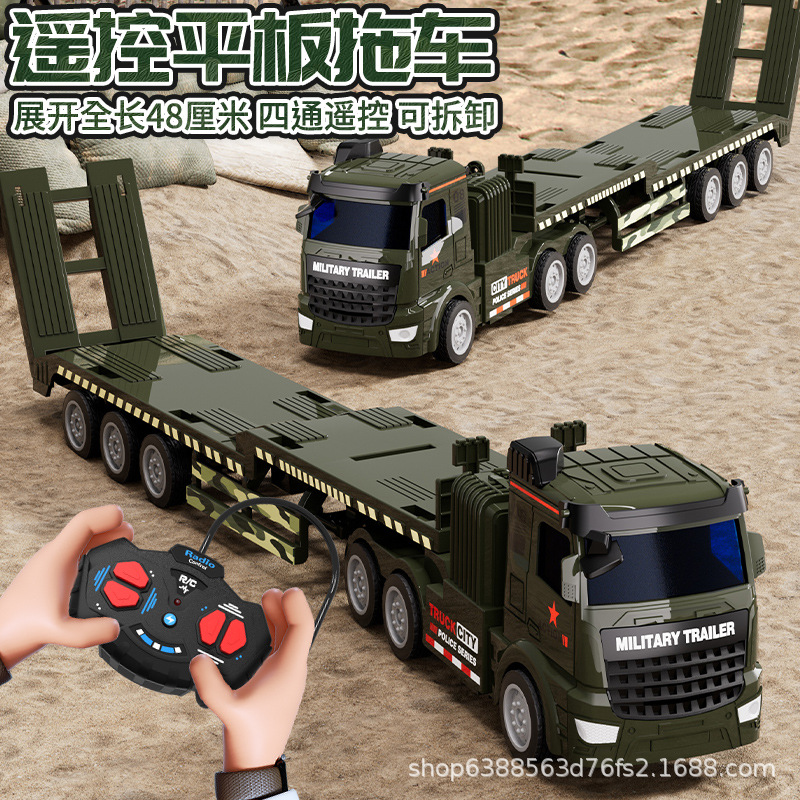 Remote Control Large Military Camouflage Flatbed Transport Vehicle Boy...