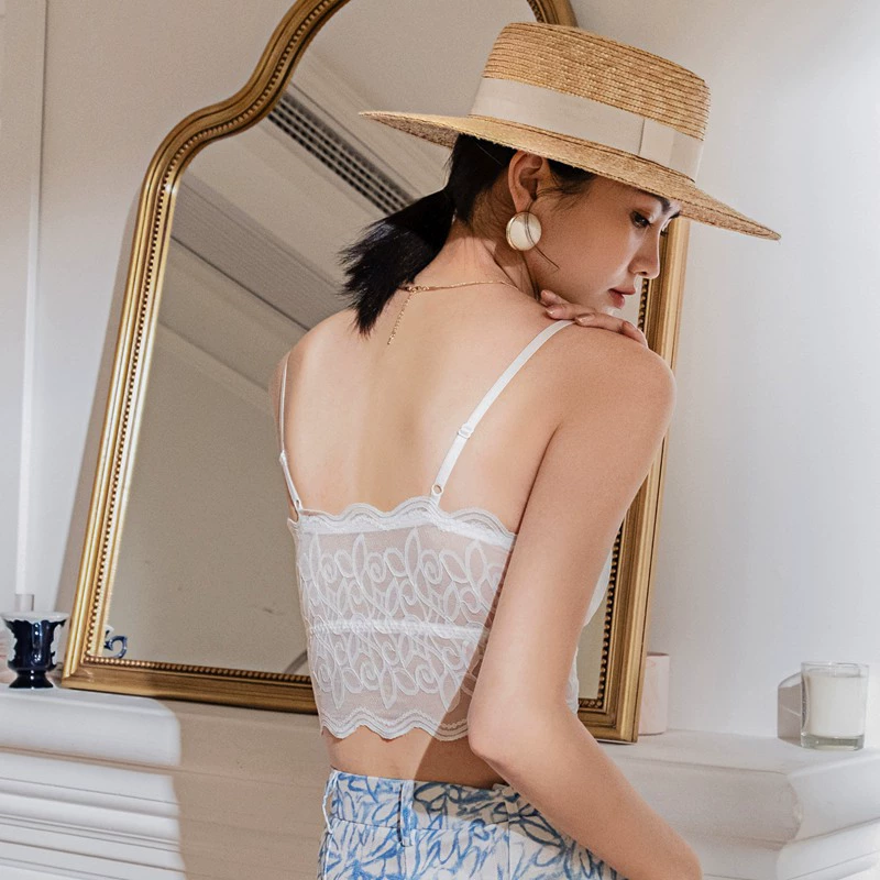 Summer thin lace supporting sexy protective underware, vest, wireless bra, underwear