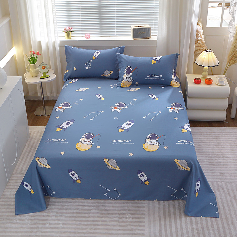 Multi-Specification Pure Cotton Bed Sheetss Single Piece Printed Cartoon Cotton Non-Slip Twill Quilt Double Student Dormitory Bedding
