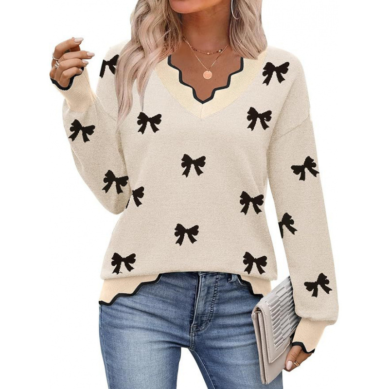Amazon Cross-Border European and American V-Neck Autumn Sweater Long-Sleeved Lightweight Ribbed Knit Pullover Sweater Casual Top Amazon Cross-Border European and American V-Neck Autumn Sweater Long-Sleeved Lightweight Ribbed Knit Pullover Sweater Casual Top