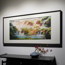 新中式书房客厅装饰挂画苏绣湘绣蜀绣高端成品手工气壮山河刺绣画