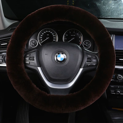Steering wheel cover Wool Plush Car Handle Cover - mocha-35cm-42cm-are-suitable