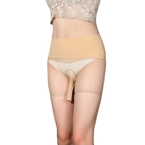 Qinghe 360 seamless men's boxer briefs jj set of stockings U-shaped bag underwear large size black silk sexy men's shorts