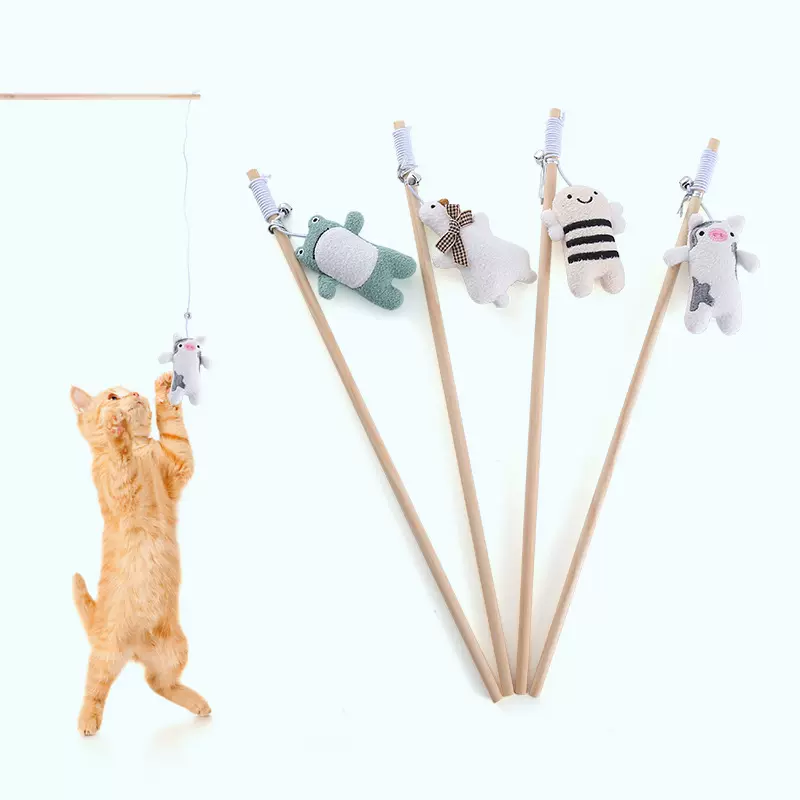 创意小毛绒动物造型木杆逗猫棒猫玩具内含猫薄荷吸引猫咪宠物玩具