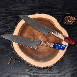 Yangjiang Qiao's Classy Gift Set Damascus Steel Western-Style Chef's Knife Resin Handle Kitchen Knife Meat Cleaver