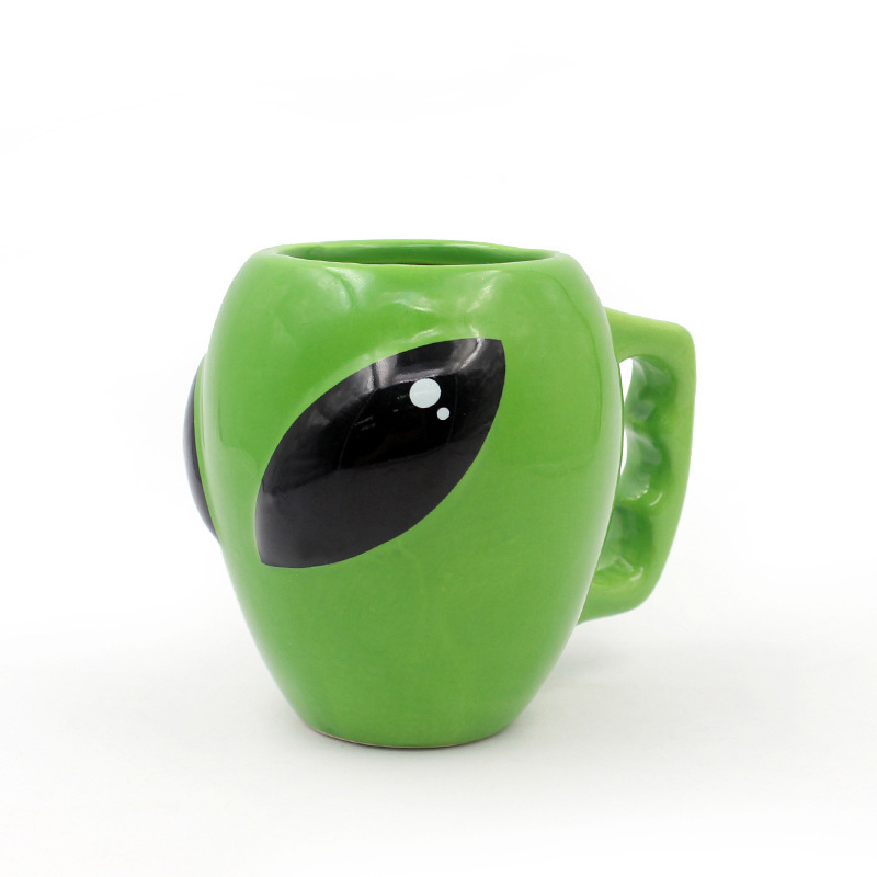 Cerámica 3D taza de forma especial ET taza de dibujos animados verde alienígena taza de agua encantadora taza