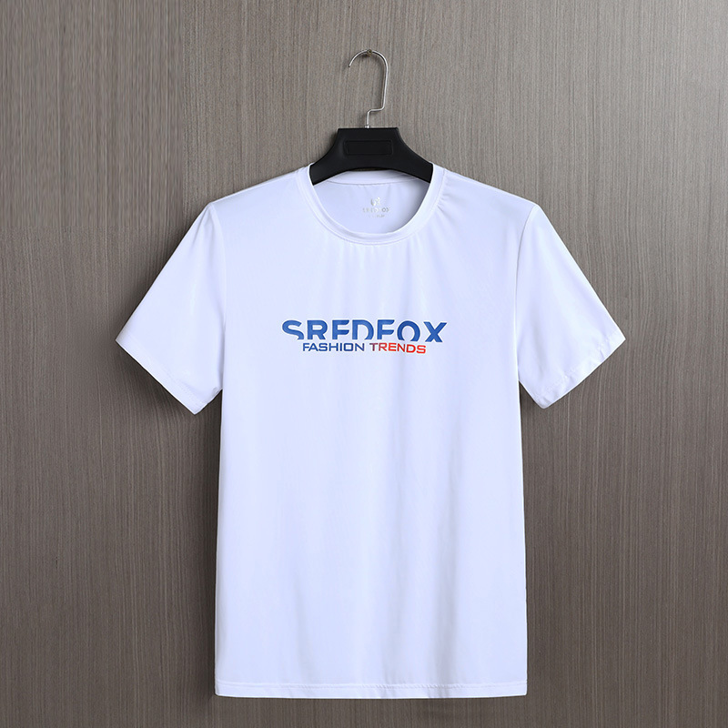 赛丹狐冰丝短袖T恤男圆领休闲上衣2021夏季新款青少年时尚运动短T