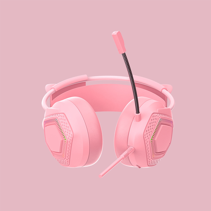 Dongguan Shunxin meistverkauftes Overear-RGB-Licht rosa Katzenuhr-Gaming-Headset H601 süßes Gaming-Headset
