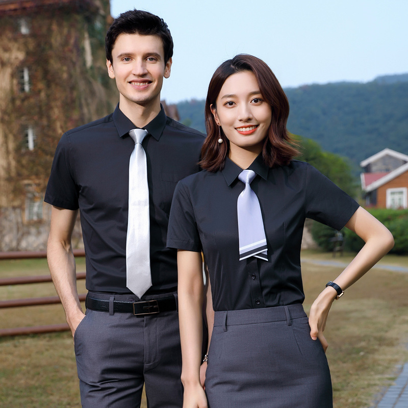 Short-sleeved shirt men's and women's bank tooling professional business formal shirt overalls suit summer embroidery logo