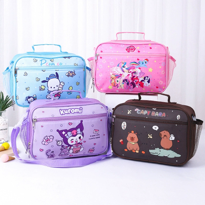 Lunch box bag for elementary school students, handheld capacious cartoon cute thermos, increased thickness
