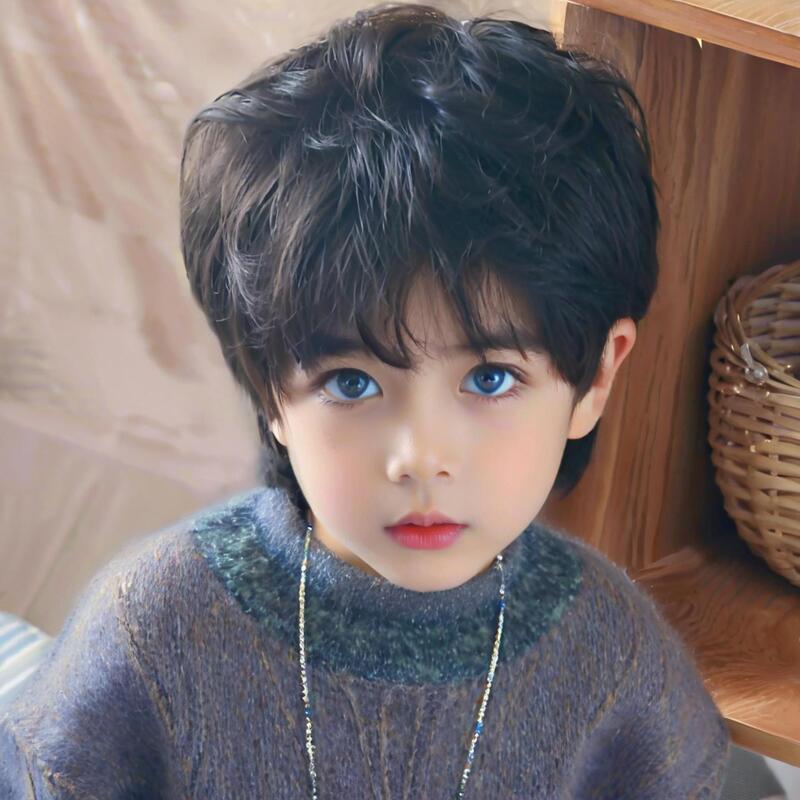 Children's wig handsome boy wolf tail wig round head leather full head cover source factory in stock a generation of wholesale Children's wig handsome boy wolf tail wig round head leather full head cover source factory in stock a generation of wholesale