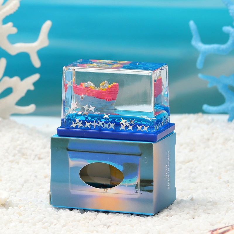 多款流体漂流瓶卡通海洋游轮入油摆件创意礼物小船海洋馆礼品批发