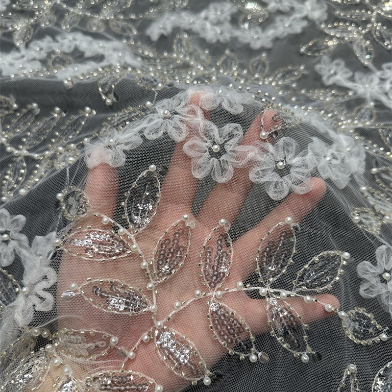 Moda ligera y lujosa estética pequeña fresca vestido de boda vestido espectáculo de escenario tela de encaje al por mayor
