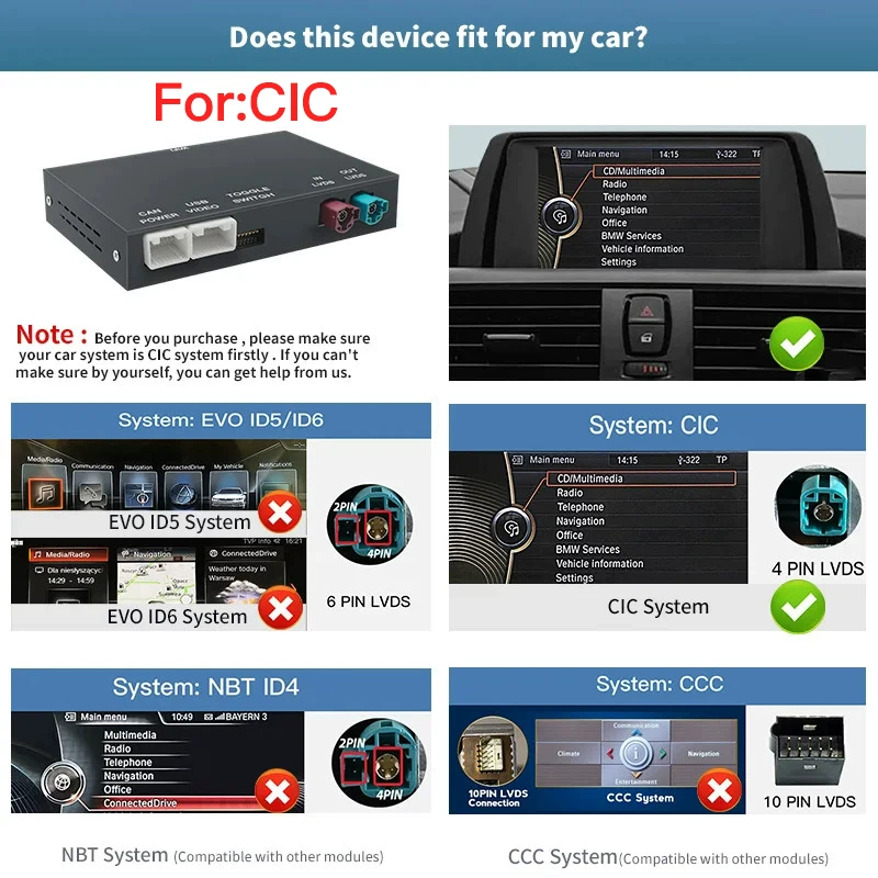 Подходит для BMW беспроводной CarPlay Android Auto декодер систем NBT и CIC