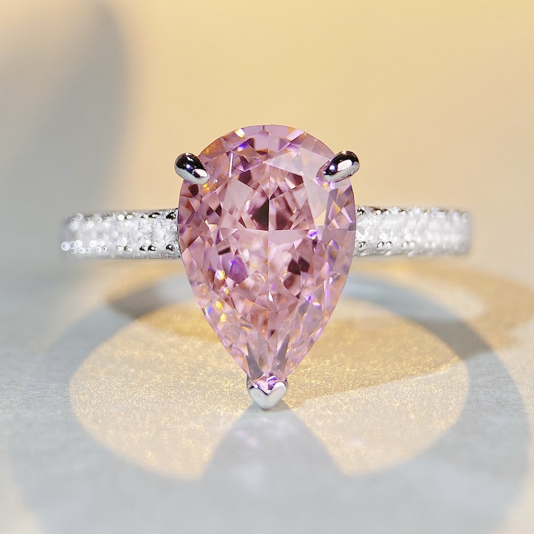 Fashion Water Droplets Sterling Silver Irregular Plating Rhinestones Rings 1 Piece