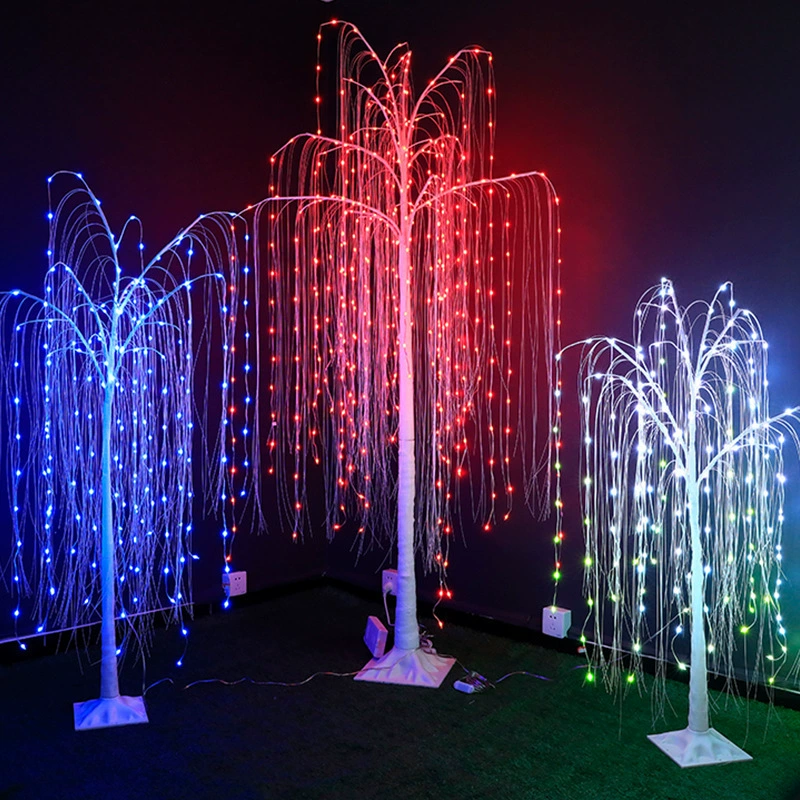 Плавающая бело-желтая фантазийная цветная кедровая игла tree RGB точечный контроль willow лампа LED изменение цвета пульт дистанционного управления рыболовная леска вертикальная ивовая декоративная лампа