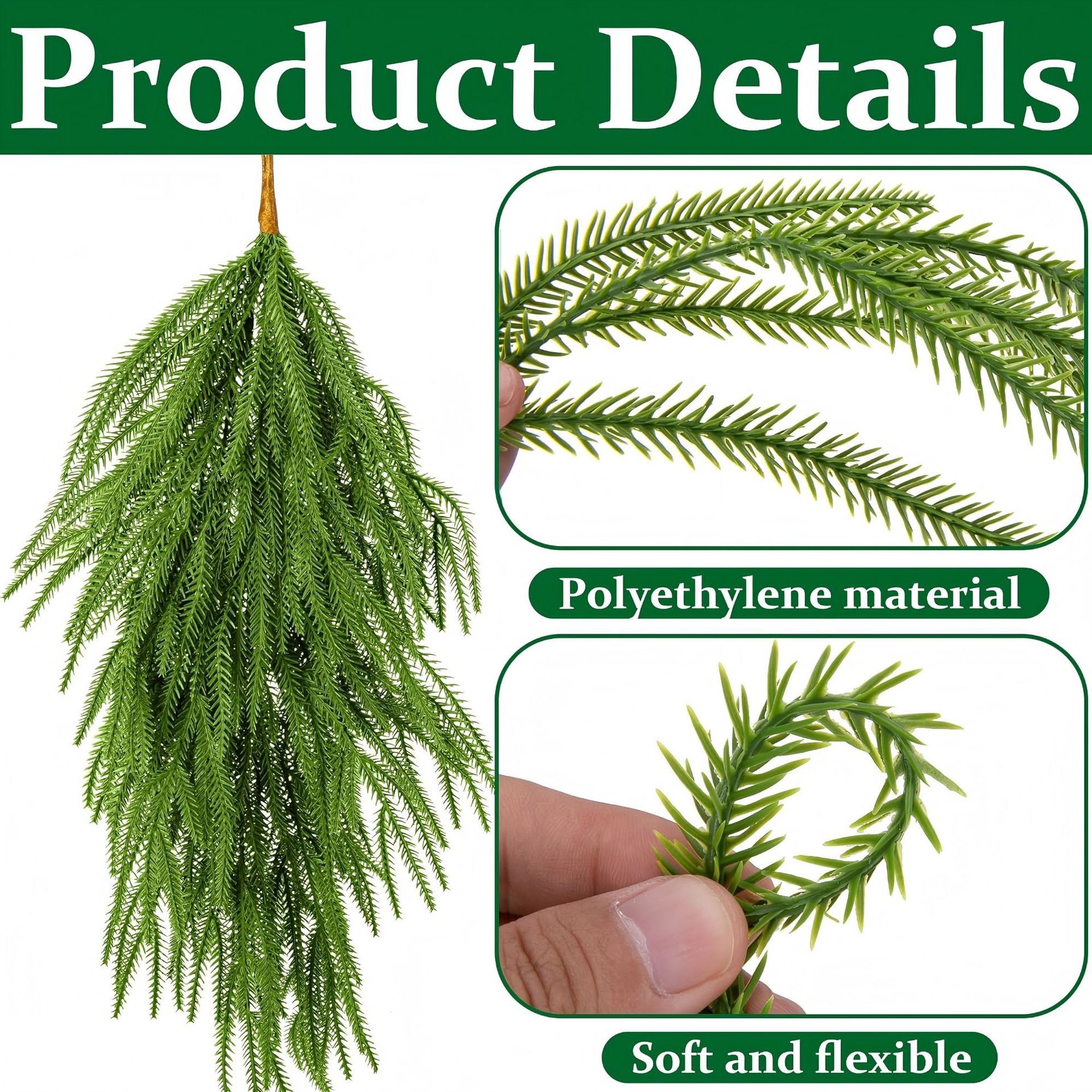Guirnalda Colgante de Pino Norfolk Artificial de PE para Decoración Navideña