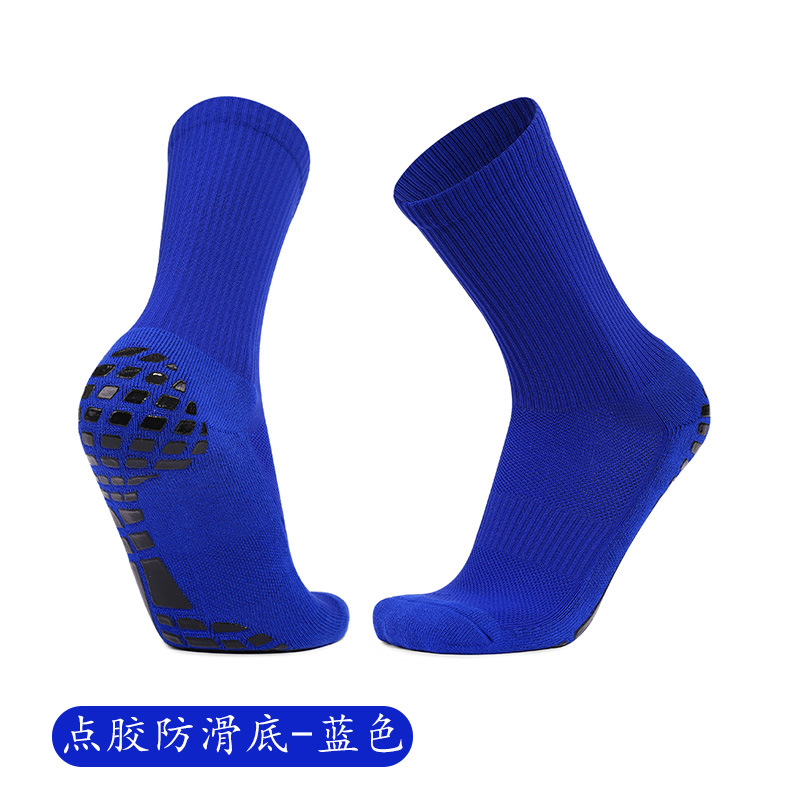 Calcetines de fútbol de goma de punto profesional transfronterizo calcetines antideslizantes de tubo medio de entrenamiento para hombres calcetines deportivos absorbentes de sudor de fondo de toalla al por mayor