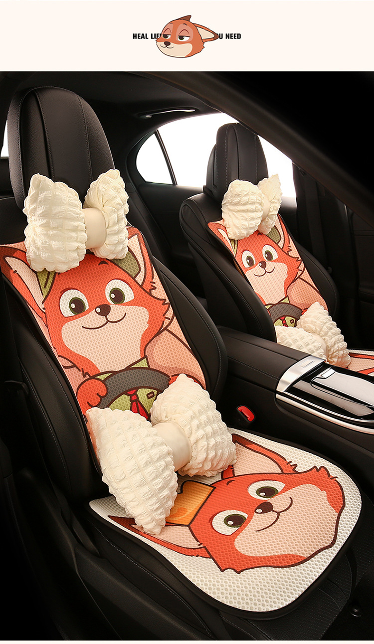 Car Cushion Girls Cute Car Cushion Four Seasons Universal Seat Cover Cartoon Car Cushion Summer Breathable Cool Mat Thin