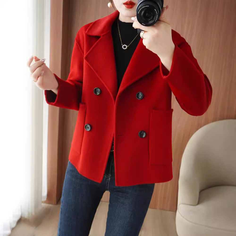 Double-sided cashmere woolen short suit, woolen coat, oversize, increased thickness, for teenagers