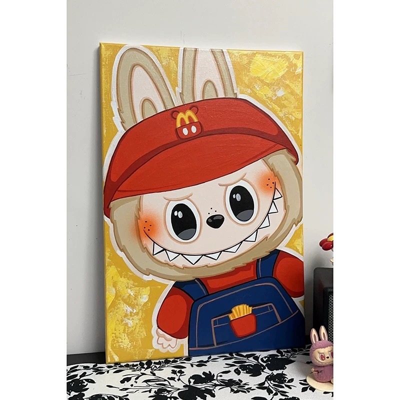 バブルマートトレンディな吊り絵リビングルーム装飾絵画漫画ラブブかわいい子供部屋吊り絵画寝室壁画|undefined