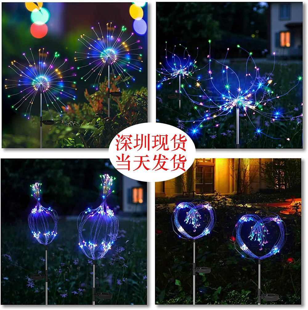 Светодиодные солнечные фонари-фейерверки, гирлянды из медной проволоки для улицы, двора, газона, светильники-одуванчики, праздничные, сверхъяркие