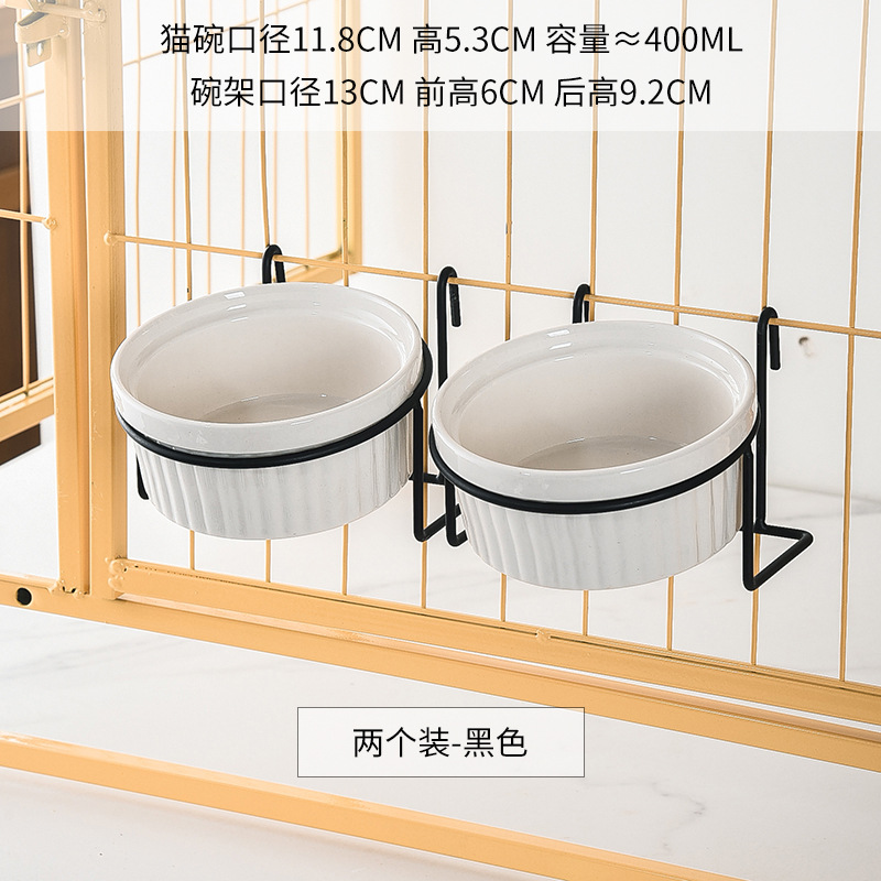 tazón de gato cerámica tazón de comida para gatos jaula colgante fija tazón de comida para gatos anti-derribo cachorro gato beber agua jaula tazón
