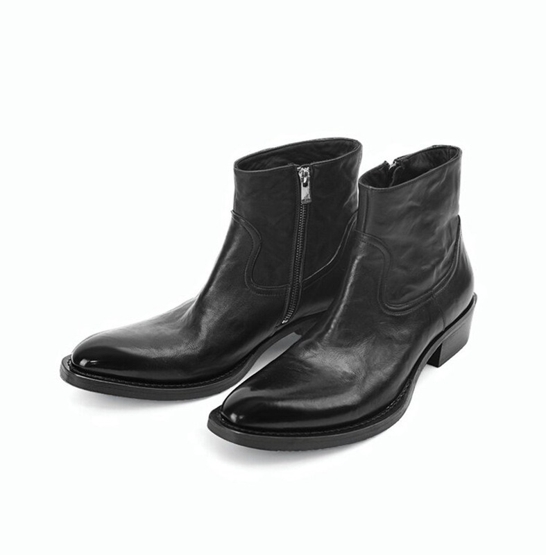 Trendy Chelsea Boots for Men with Side Zipper, Derby Pointed-Toe Short Boots, Stylish High-Top Casual Leather Shoes, Wizard Derby Shoes Trendy Chelsea Boots for Men with Side Zipper, Derby Pointed-Toe Short Boots, Stylish High-Top Casual Leather Shoes, Wizard Derby Shoes